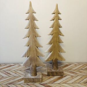 Christmas Whitewash Rustic Country Faux Wood Grain Spruce Tree Resin Decor